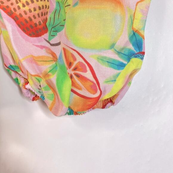 Farm Rio Rainforest Long Sleeves Blouse Fruits Print Wrap V-Neck Yellow Size XS - Picture 9 of 16